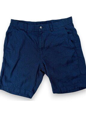 🌊 Linen Shorts Mens 32 Navy Blue Chino Summer Casual Lightweight Porter & Ash